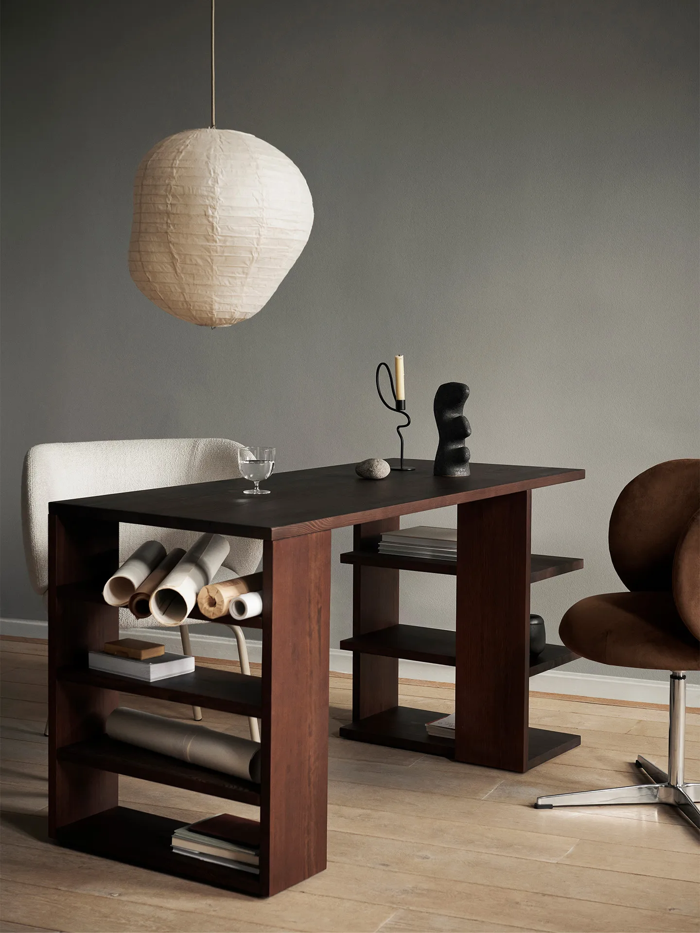 Edre desk 137x65x73.5 cm, Dark Stained Pine Ferm Living