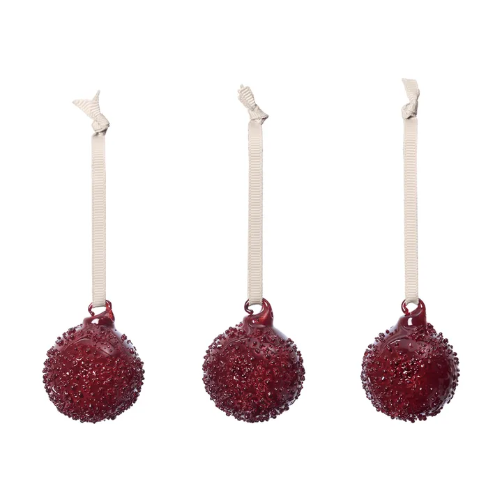 Flurry Christmas baubles 3-pack - S, Picante Red - Ferm Living