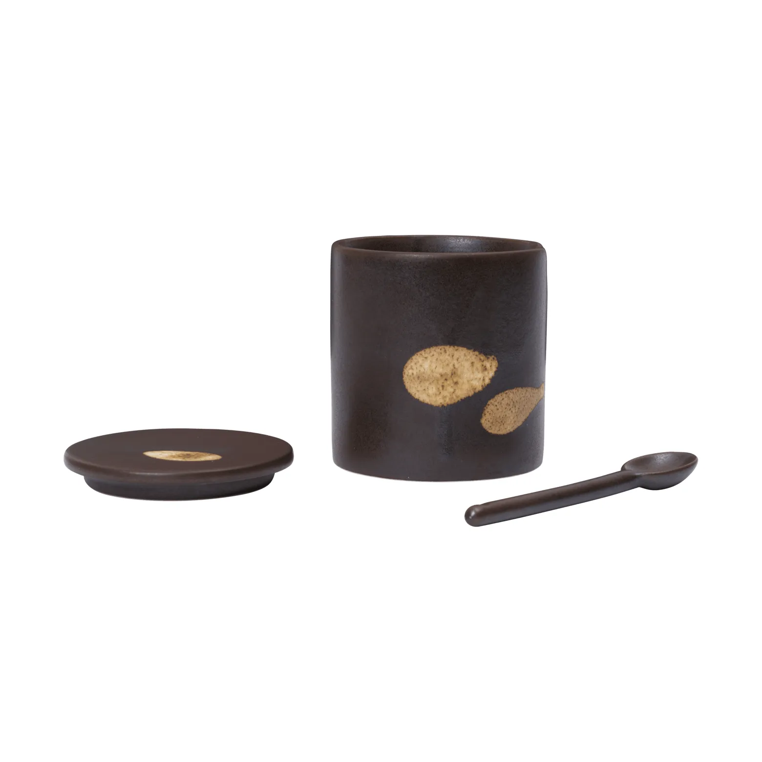 Koyo jar with spoon, Dark brown-buff Ferm Living