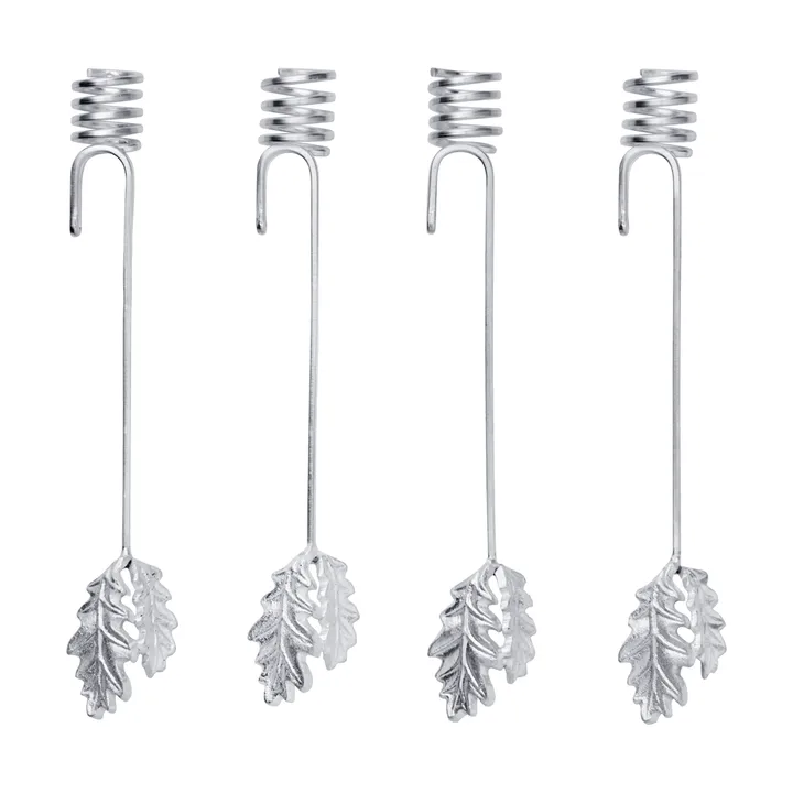 Oak leaf Christmas tree candle holder 4-pack - Silver - Ferm Living