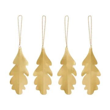 Oak leaf decorative hanging 13.5 cm 4 pack - Brass - Ferm Living