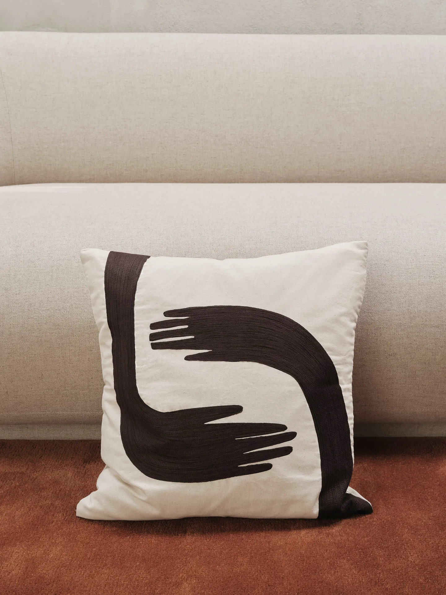 Pose cushion 50x50 cm, Coffee-undyed Ferm Living
