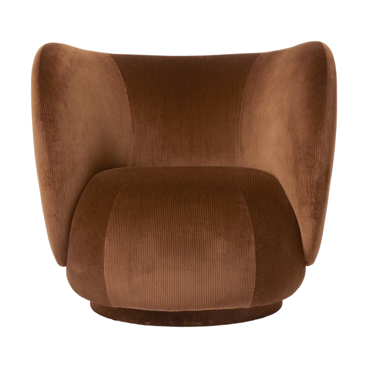 Rico lounge chair swivel - Devoré velvet-Rust - Ferm Living