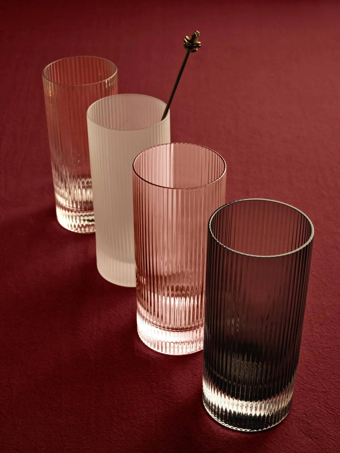 Ripple Highball glasses 48 cl 2-pack, Blush Ferm Living