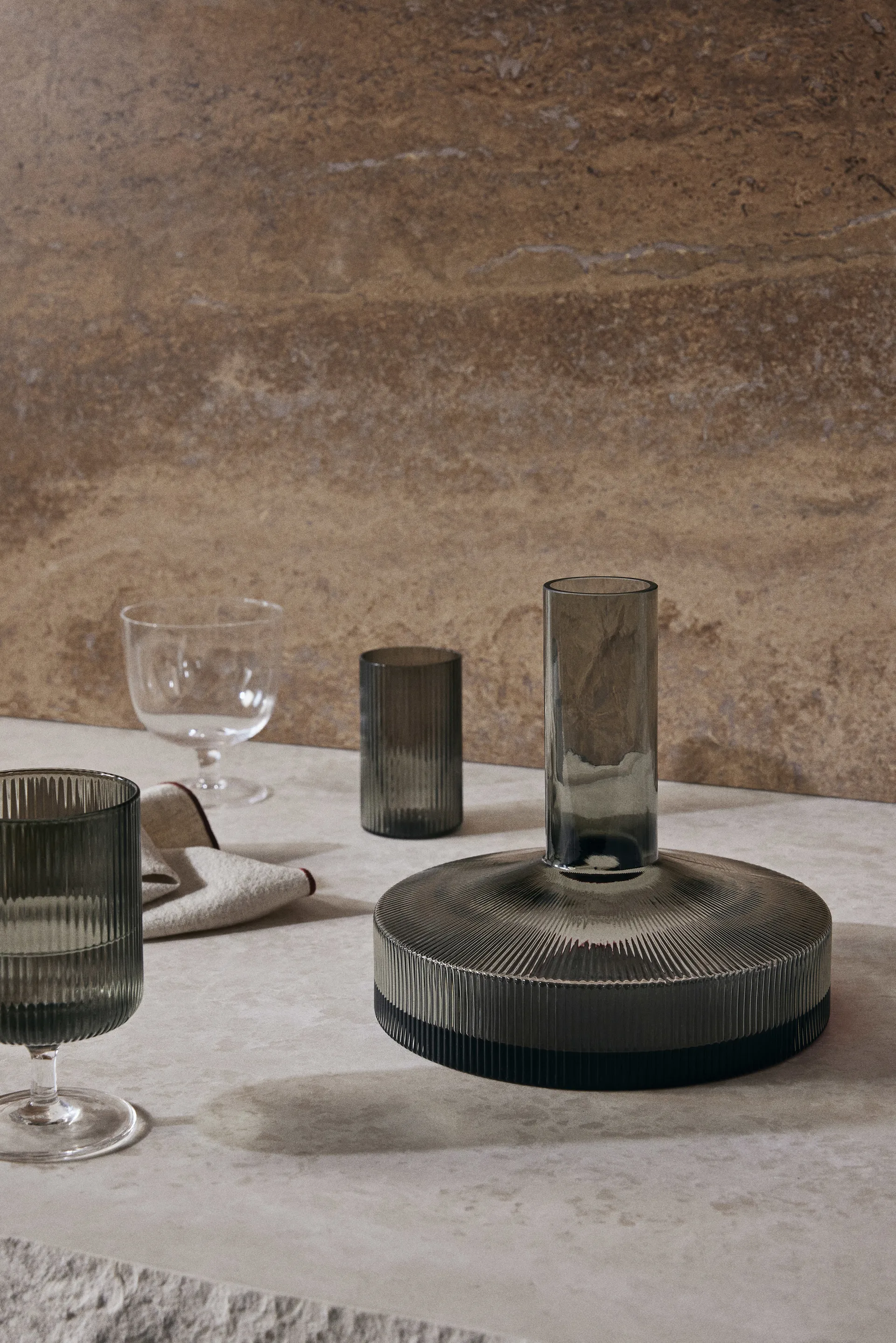 Ripple wine carafe, Smoked Grey Ferm Living