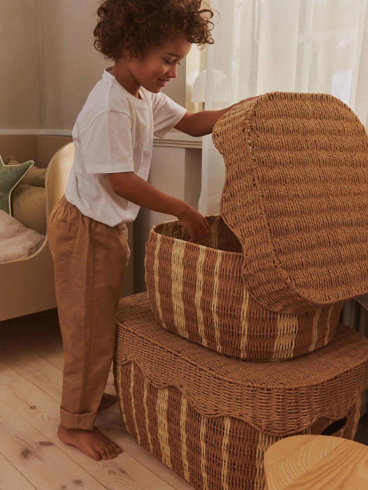 Rivan storage basket, set of 2, Natural-off-white Ferm Living
