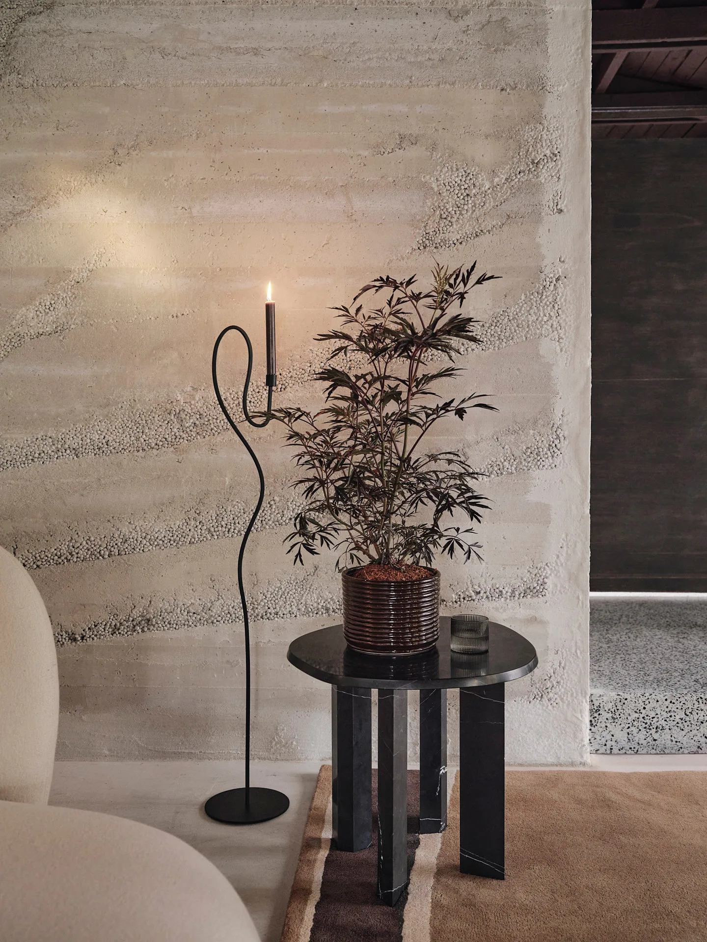 Valse floor candlestick, Black Ferm Living