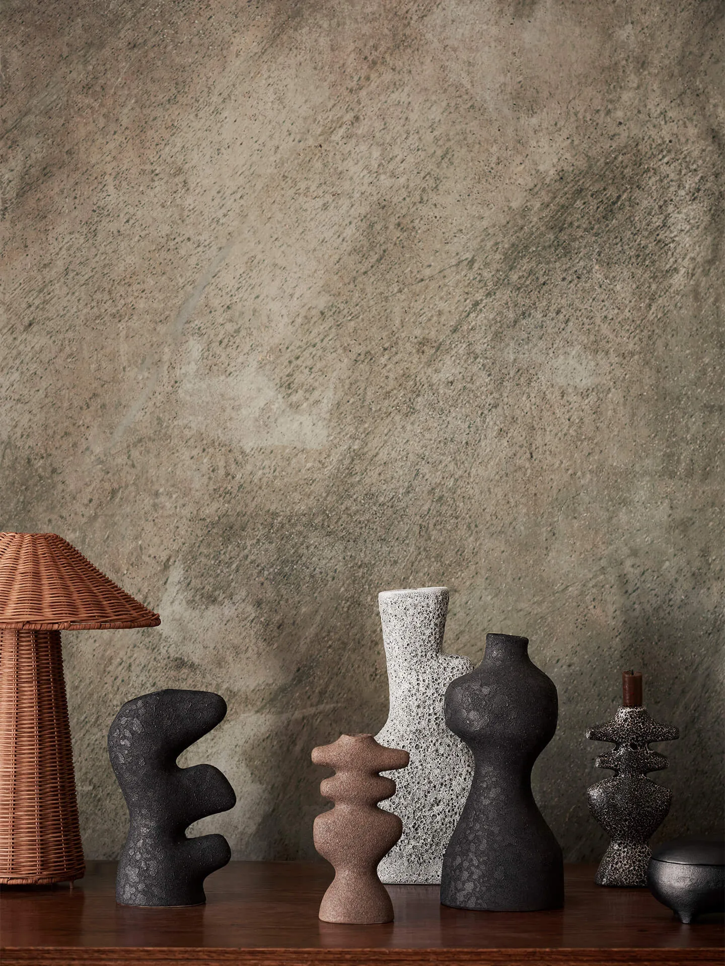 Yara candlestick large, Dark Sand Ferm Living