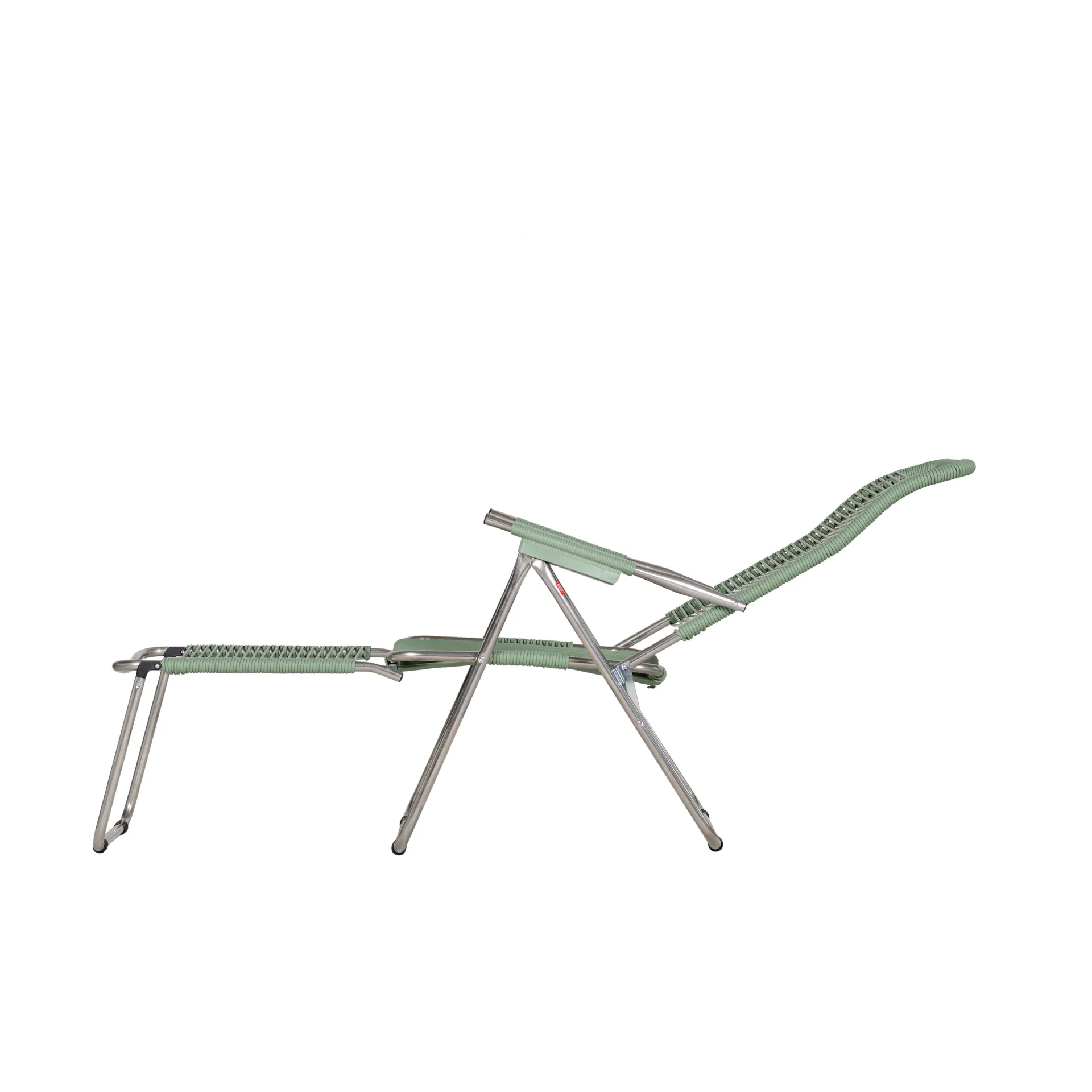 Spaghetti sun lounger with footrest, Sage green Fiam