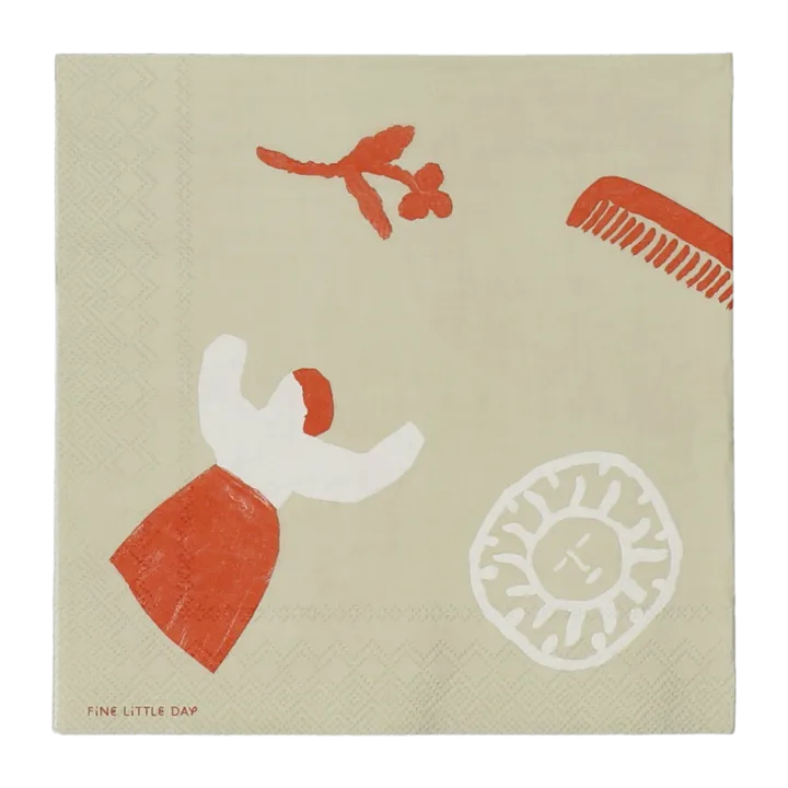 Figures napkin 20 pack - Beige-red - Fine Little Day