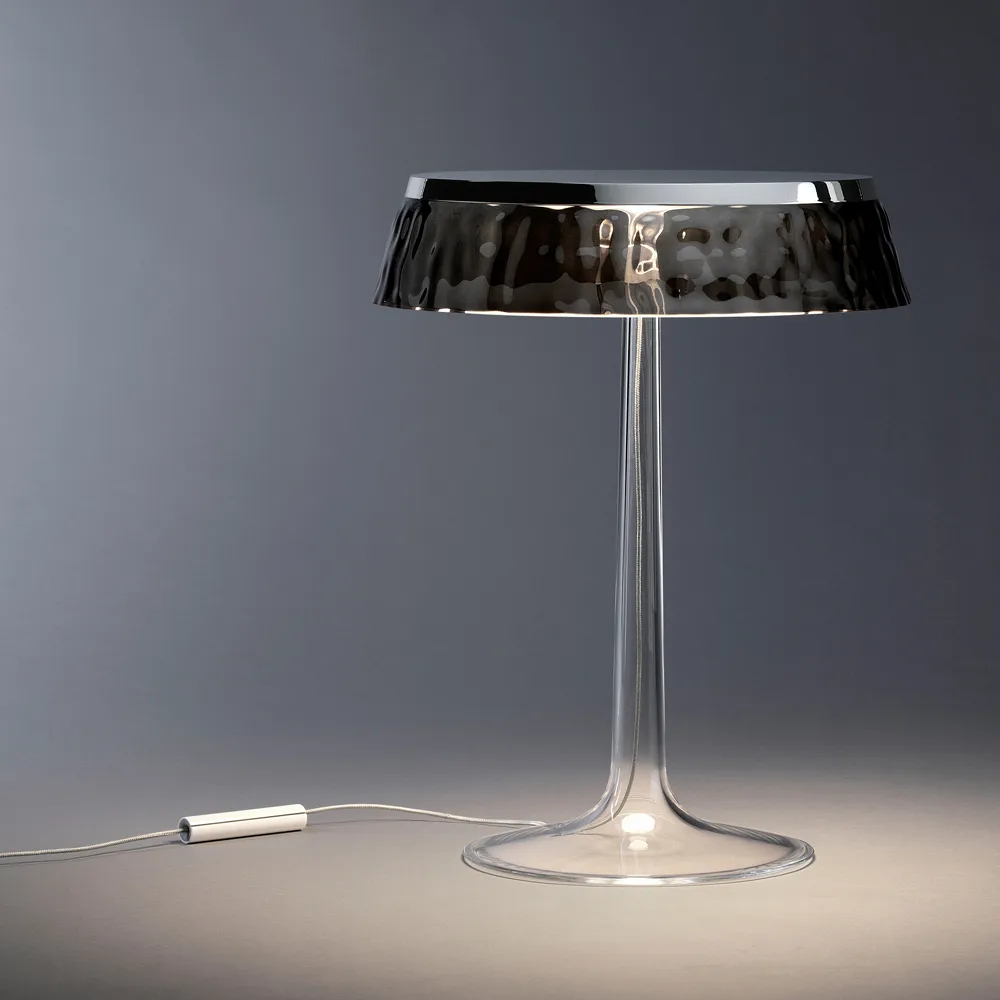 Bon Jour T table lamp, White, transparent lampshade Flos