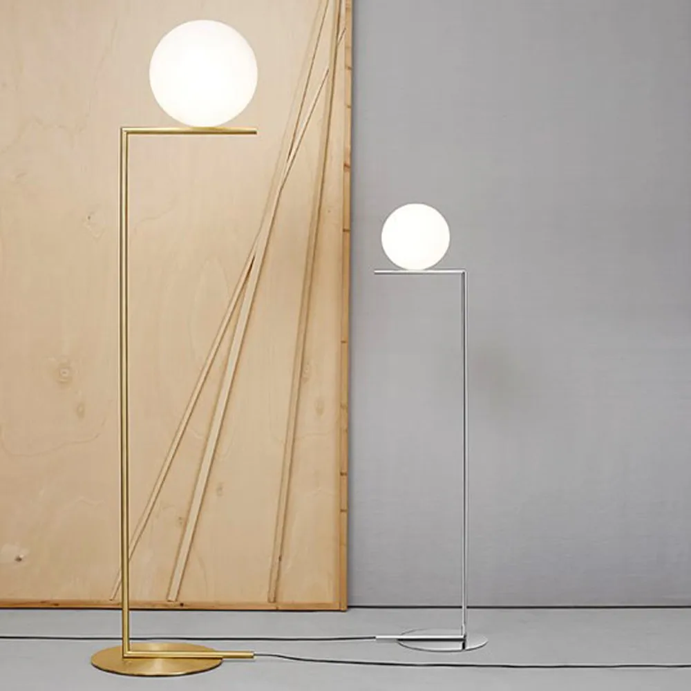 IC lights F1 floor lamp, Brushed brass, opal Flos
