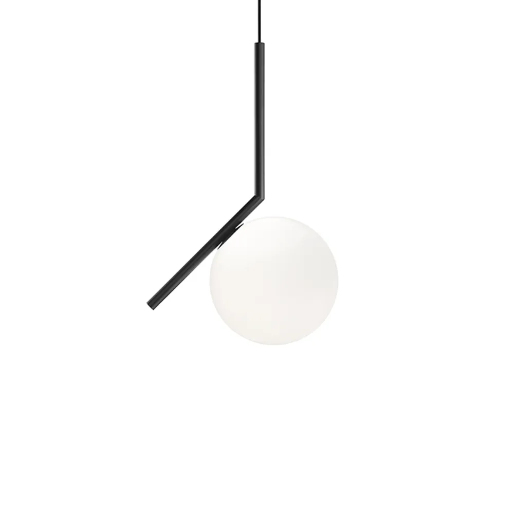 IC lights S1 pendant, Black, opal Flos