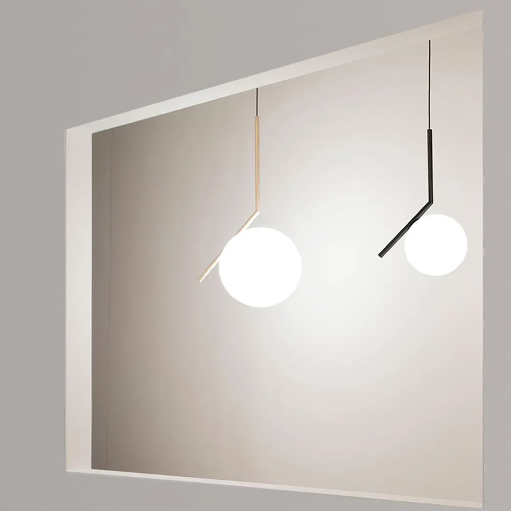 IC lights S1 pendant, Brushed brass, opal Flos