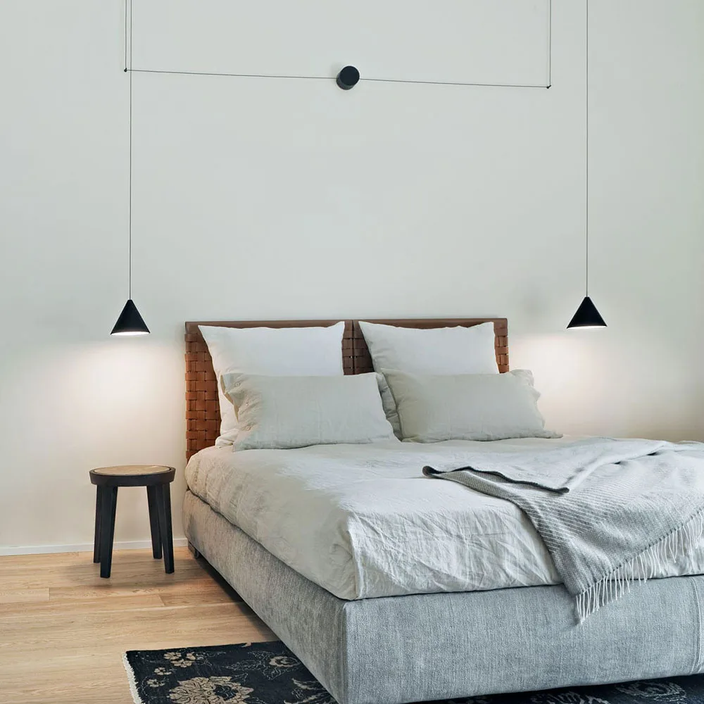 String Light Cone pendant, Black, 12m cable Flos