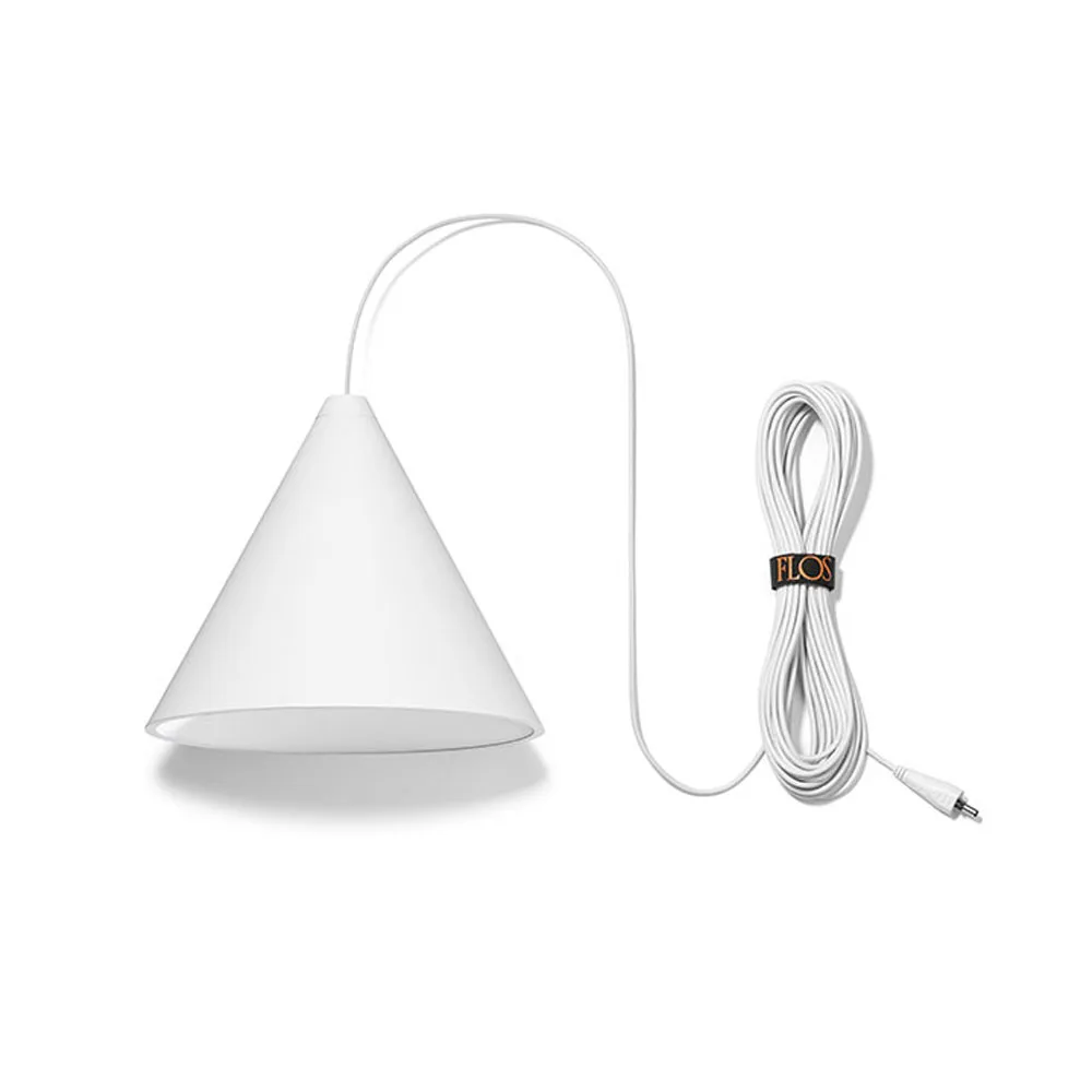 String Light Cone pendant, White, 22 m cable Flos