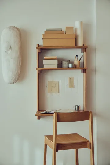 Beam Office Shelf with desk - Deep brown pine, 60x90.5x40 cm - Form & Refine