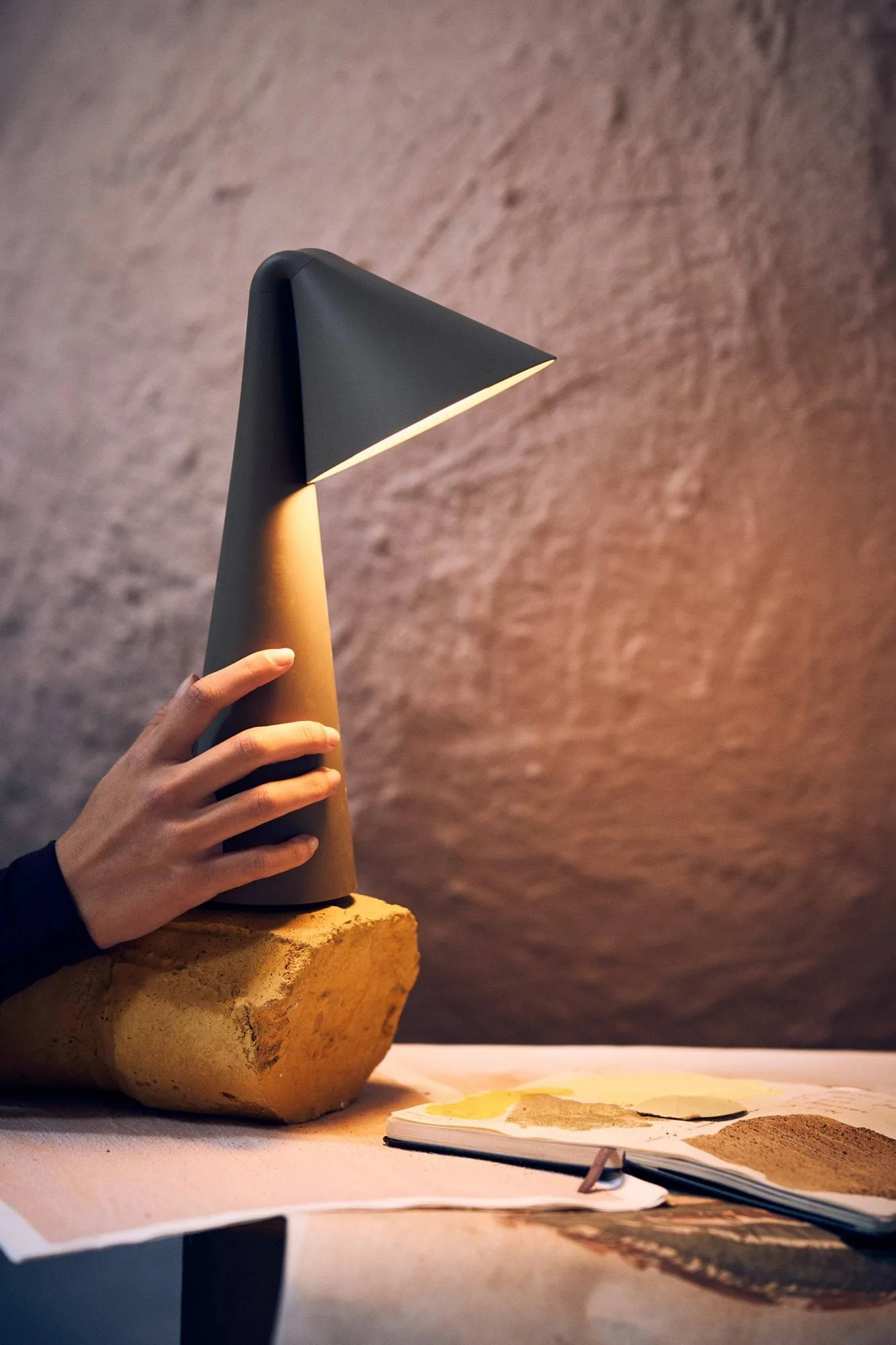 Ami portable table lamp, Olive stone, 31.6 cm Frandsen