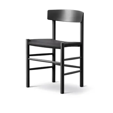 J39 chair - Black lacquered oak-black canvas - Fredericia Furniture