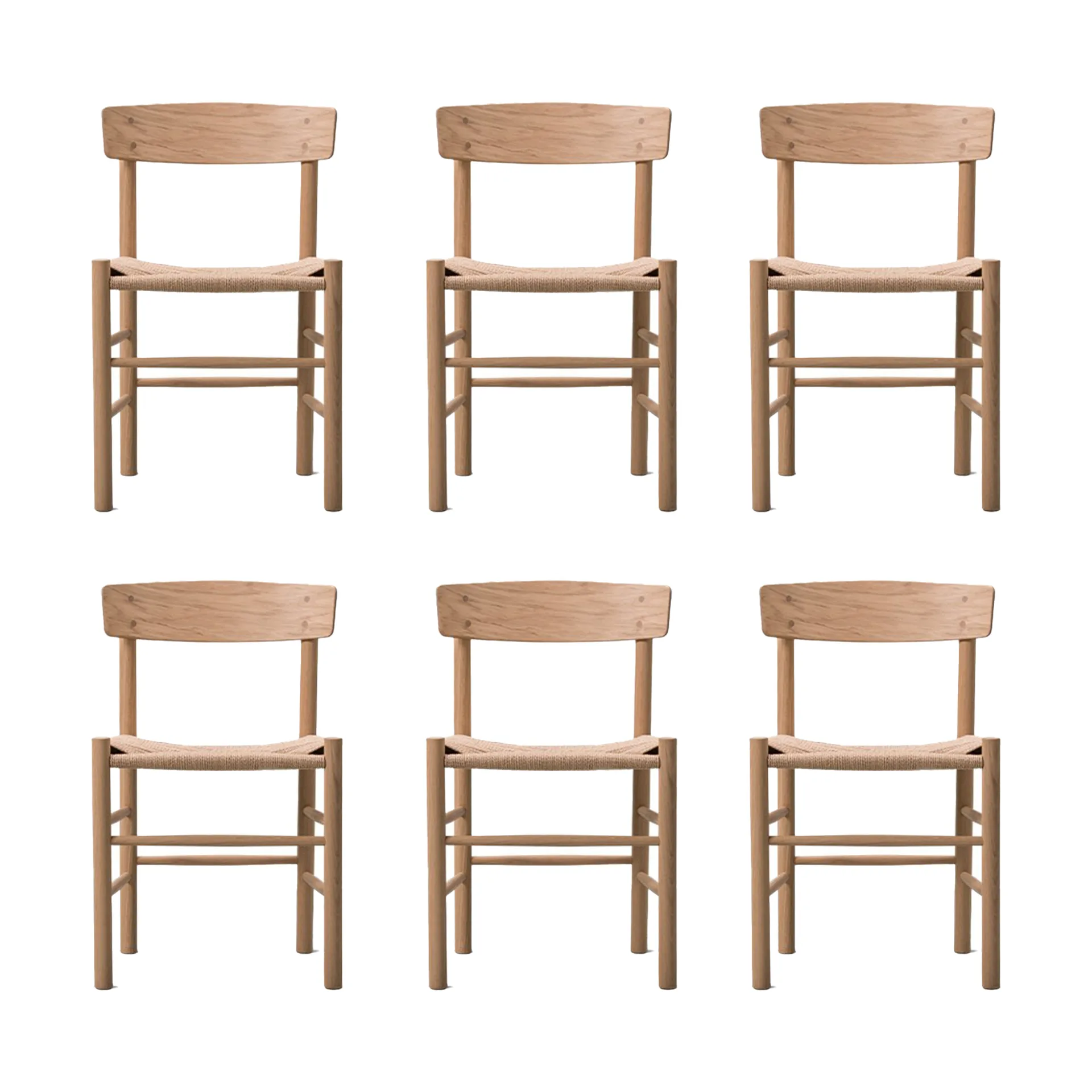 J39 chair, Light oiled oak-woven natural, 6-pack Fredericia Furniture