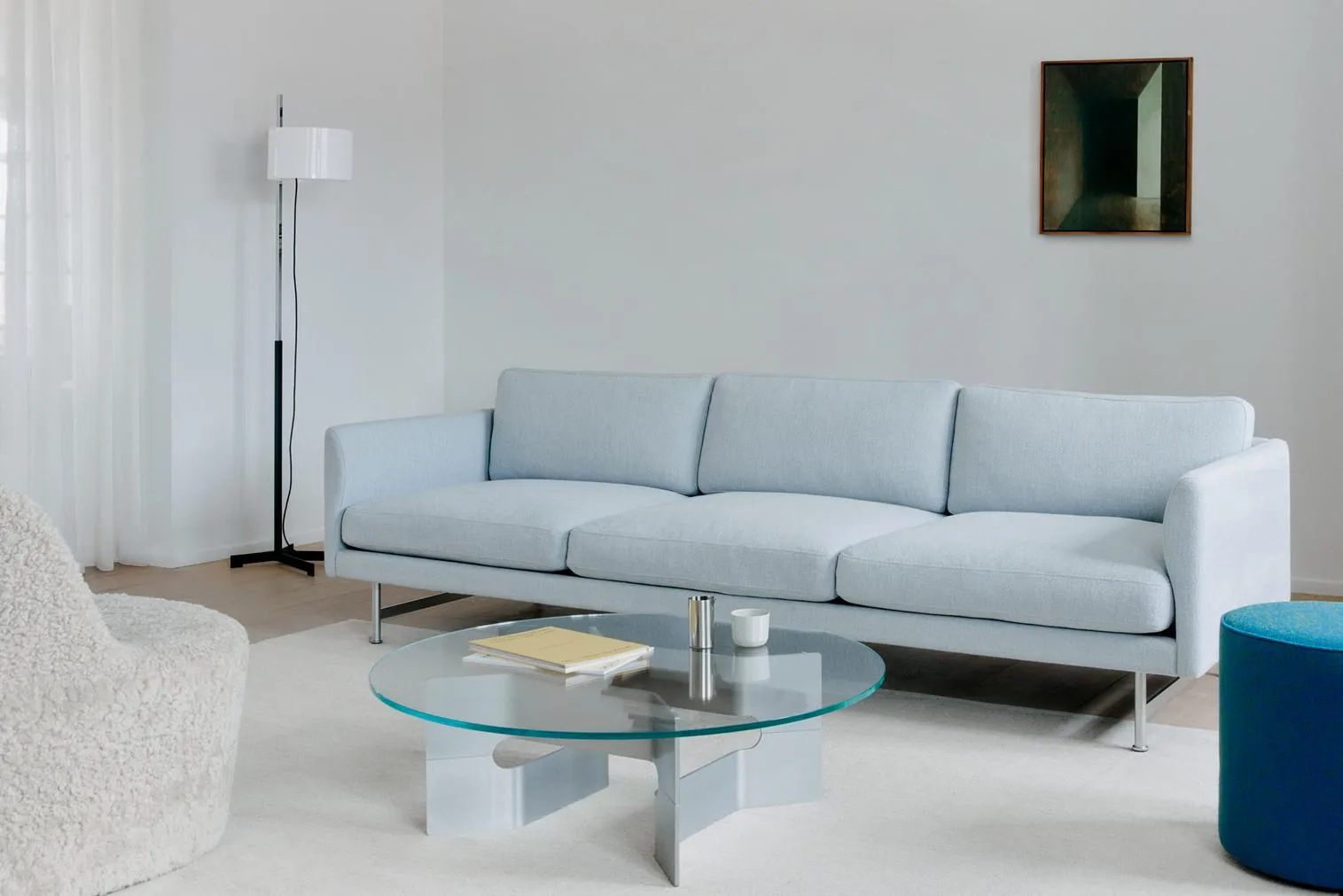 JG coffee table Ø98 cm, Glass-brushed aluminium Fredericia Furniture