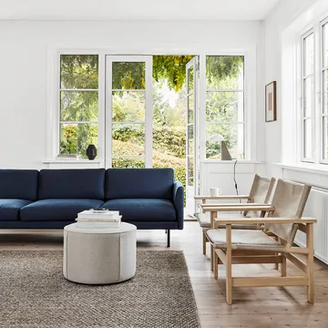 Mono seat pouf - Grand linen beige-Ø55 cm - Fredericia Furniture