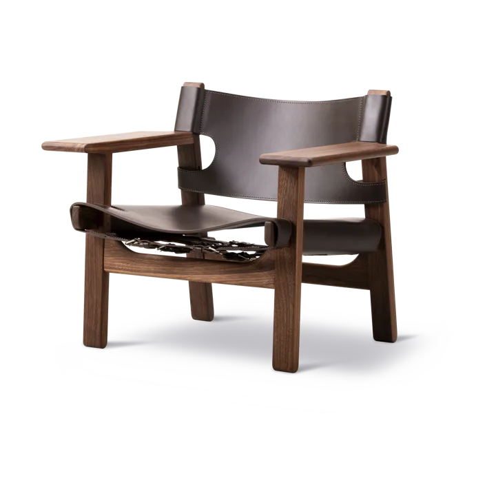 The Spanish armchair - Leather dark brown-oiled walnut - Fredericia Furniture