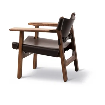 The Spanish armchair - Leather dark brown-oiled walnut - Fredericia Furniture