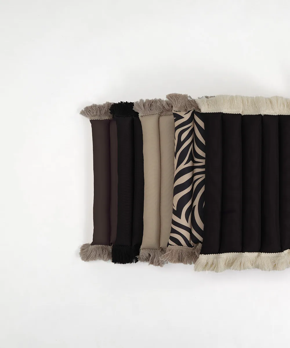 Garden Glory cushion with fringes, Black, off-white fringe, 38x120 cm Garden Glory