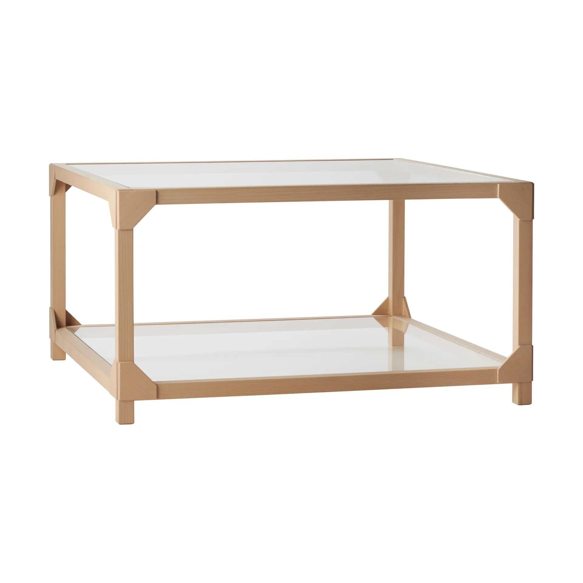Bleck coffee table 75x75 glass, Beech-natural Gärsnäs