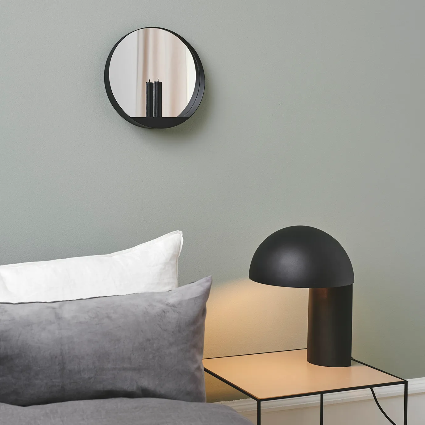 Glim mirror/candlestick Ø28 cm, Black Gejst