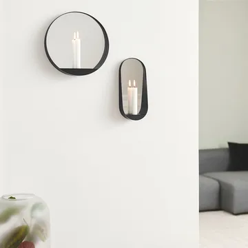 Glim mirror/candlestick Ø28 cm - Black - Gejst