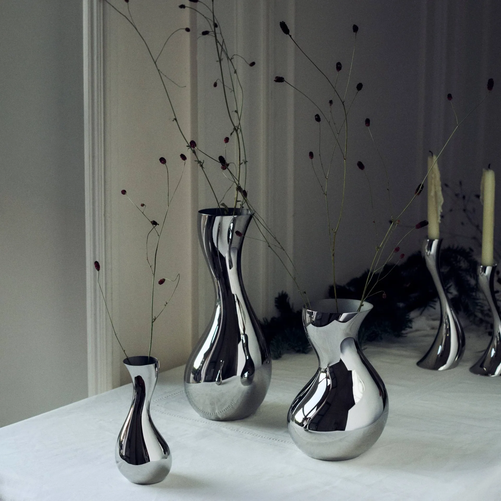 Cobra vase, Stainless steel, small Georg Jensen