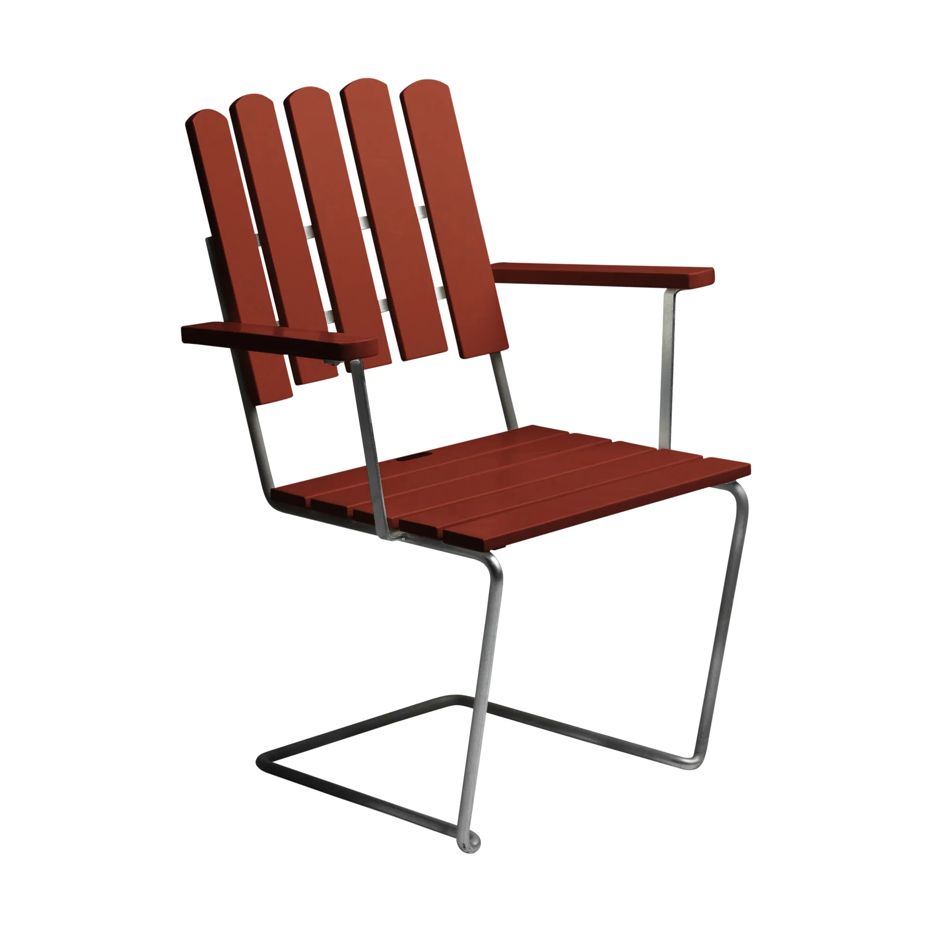 A2 armchair, Dark red lacquered oak-warm galvanised frame Grythyttan Stålmöbler