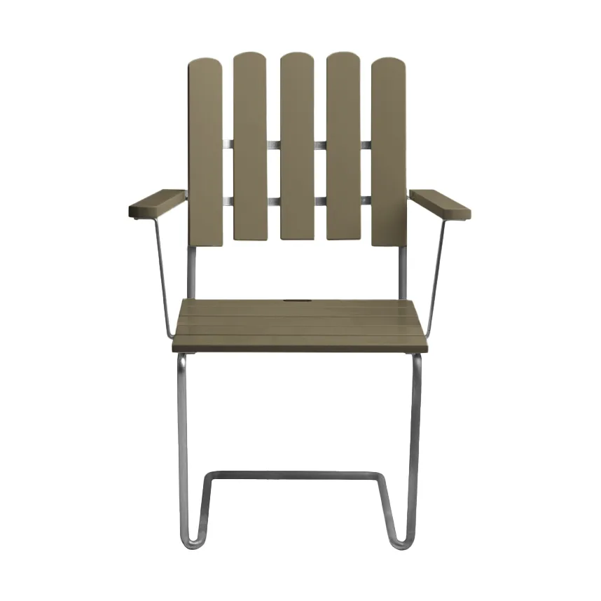 A2 armchair, Light green oak-hot-dip galvanized stand Grythyttan Stålmöbler