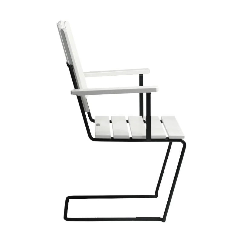 A2 armchair, White lacquered oak-black Grythyttan Stålmöbler