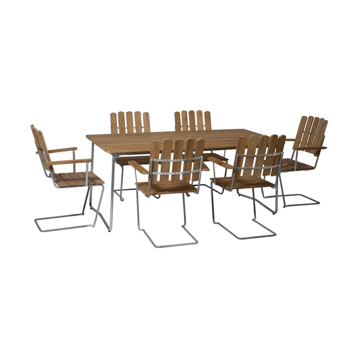 Grythyttan dining set teak B31 170cm + 6pcs A2 - Grythyttan Stålmöbler