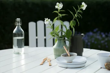 Grythyttan dining set white 9A Ø100cm + 4pcs A2 - Grythyttan Stålmöbler