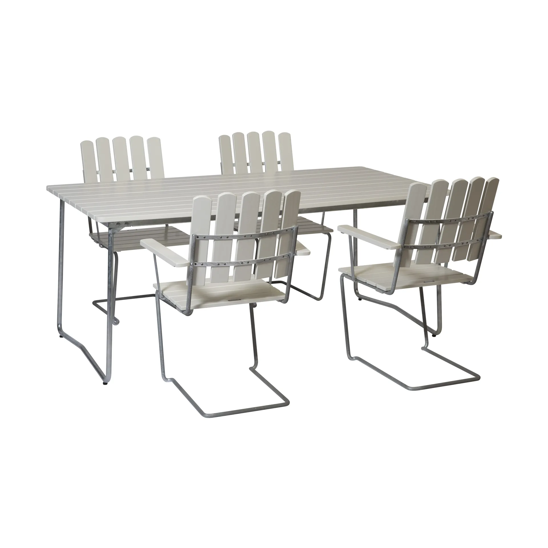 Grythyttan dining set white B31 170 cm + 4pcs A2 Grythyttan Stålmöbler