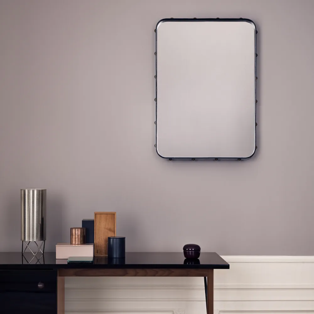 Adnet rectangular mirror, Black, large GUBI