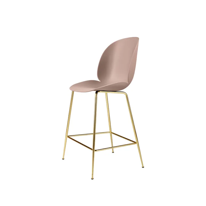 Beetle barstool low - Sweet pink, brass legs - GUBI