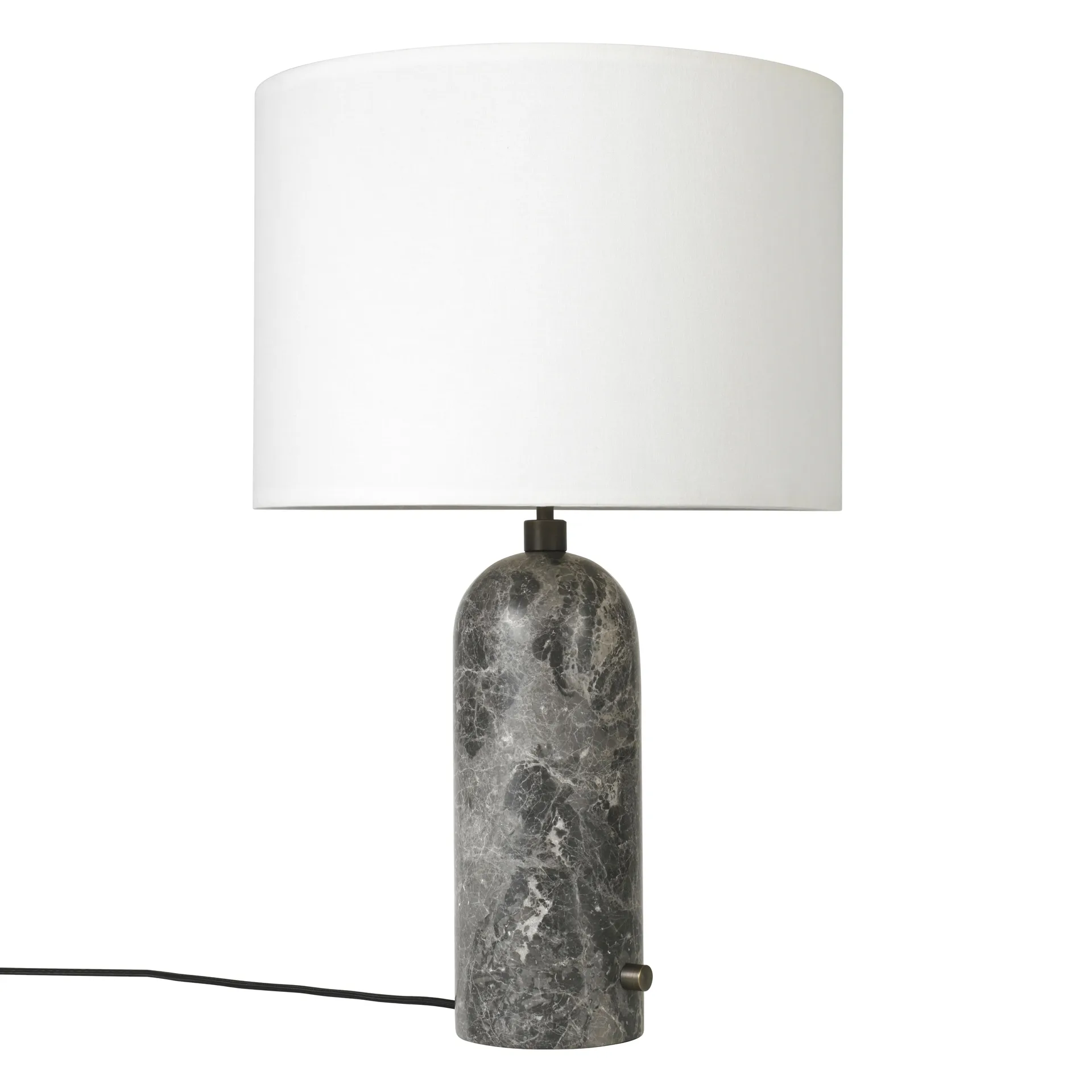 Gravity L table lamp, grey marble + white shade GUBI