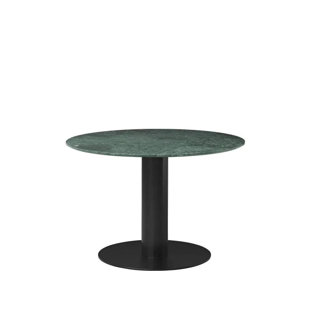 Gubi 2.0 dining table, Marble green. ø110. black stand GUBI