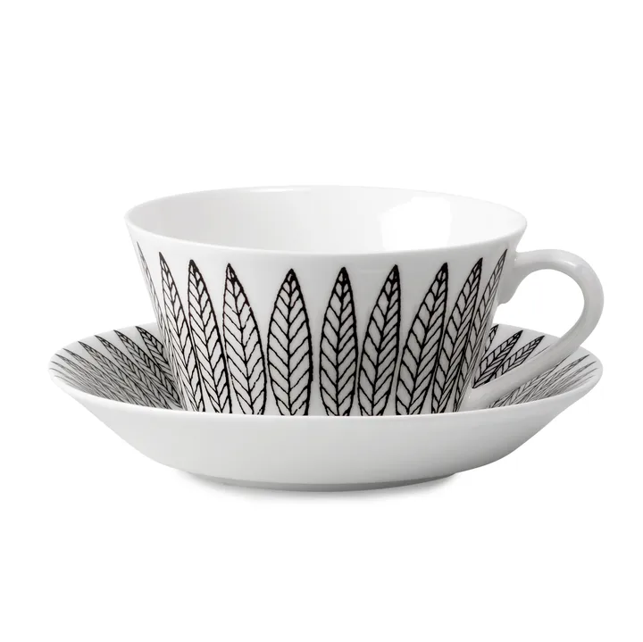 Black Salix tea set cone - tea cup + saucer - Gustafsbergs Porslinsfabrik