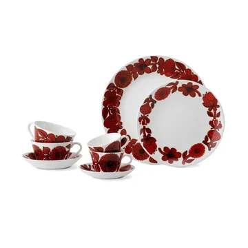 Röd Aster coffee set - coffee cup + saucer - Gustafsbergs Porslinsfabrik