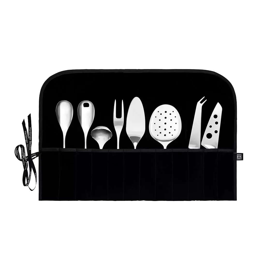 Hardanger cutlery holder for serving utensils, Black Hardanger Bestikk