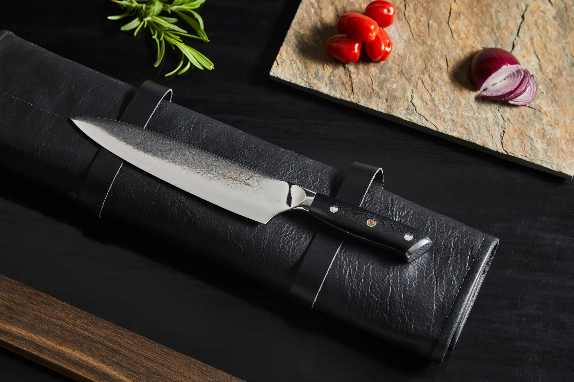 Damascus By Hâws chef's knife 32 cm, Black-stainless steel Hâws