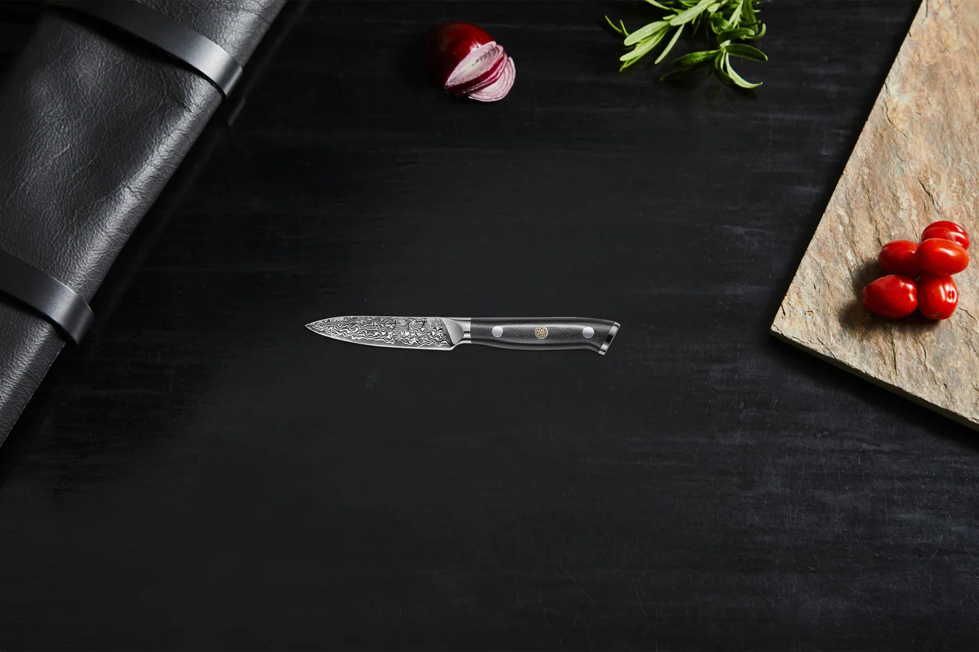 Damascus By Hâws herb knife 20 cm, Black-stainless steel Hâws