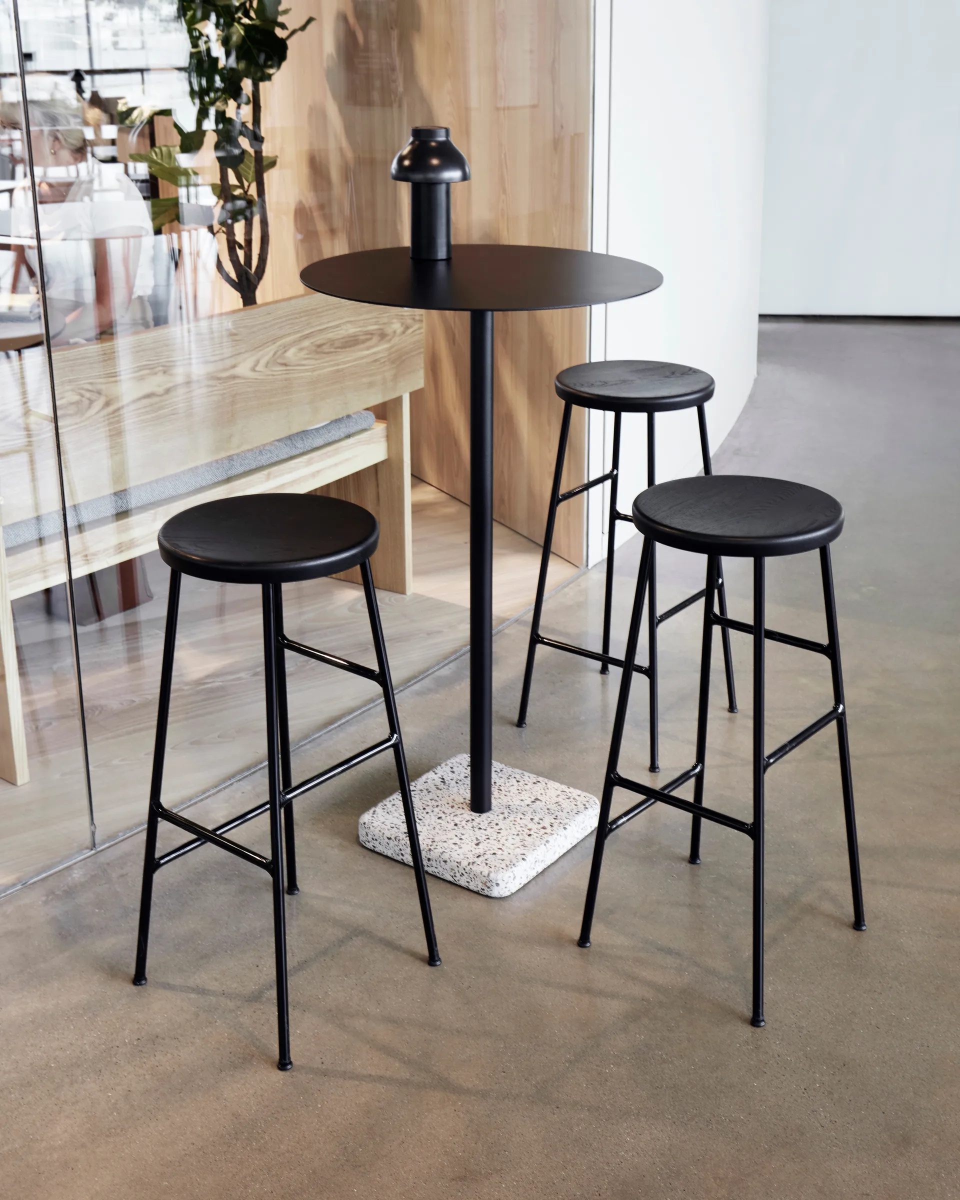 Cornet round bar stool 75 cm, Soft black oak-soft black HAY