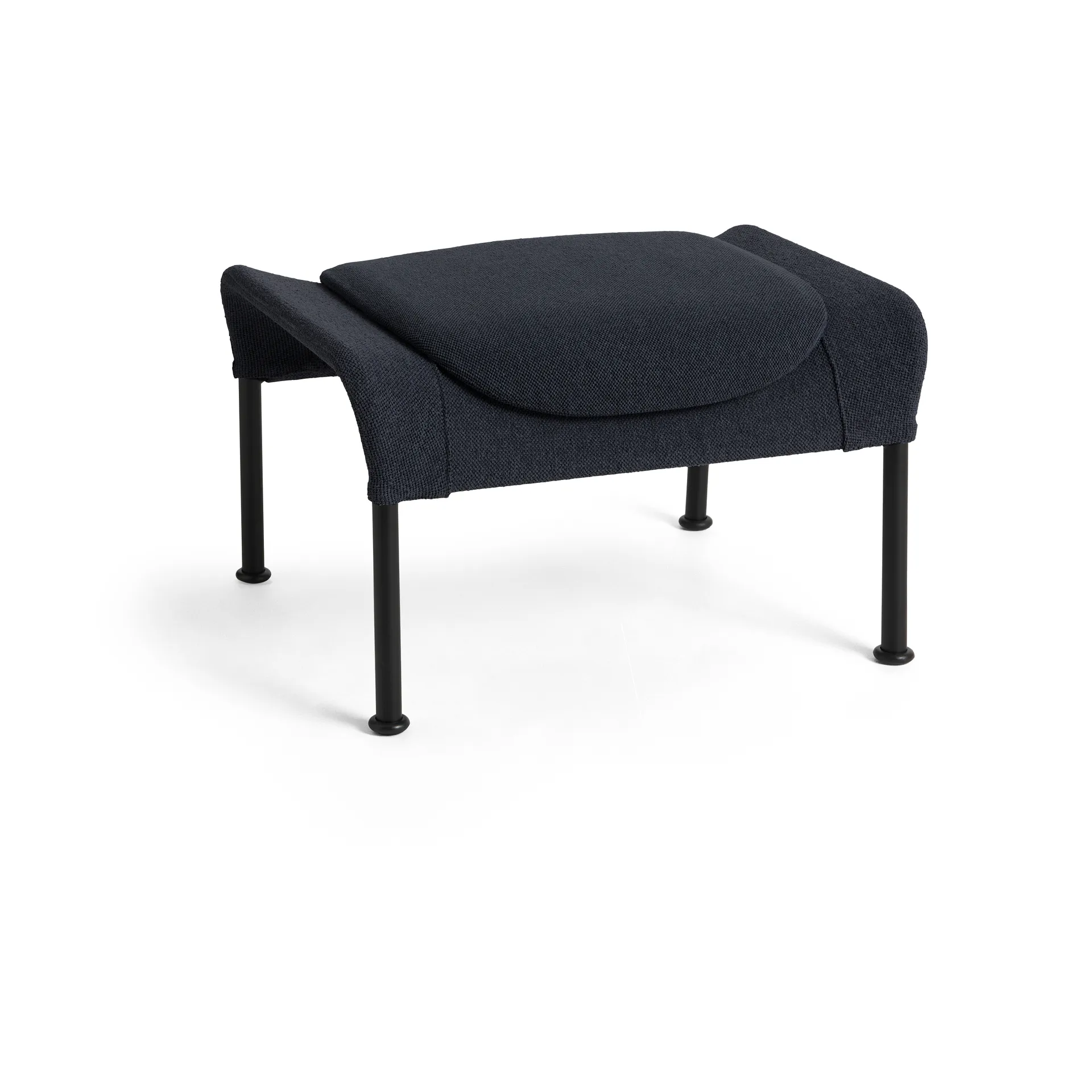 O2 Ottoman footstool, Soft black-svartlackerad steel HAY